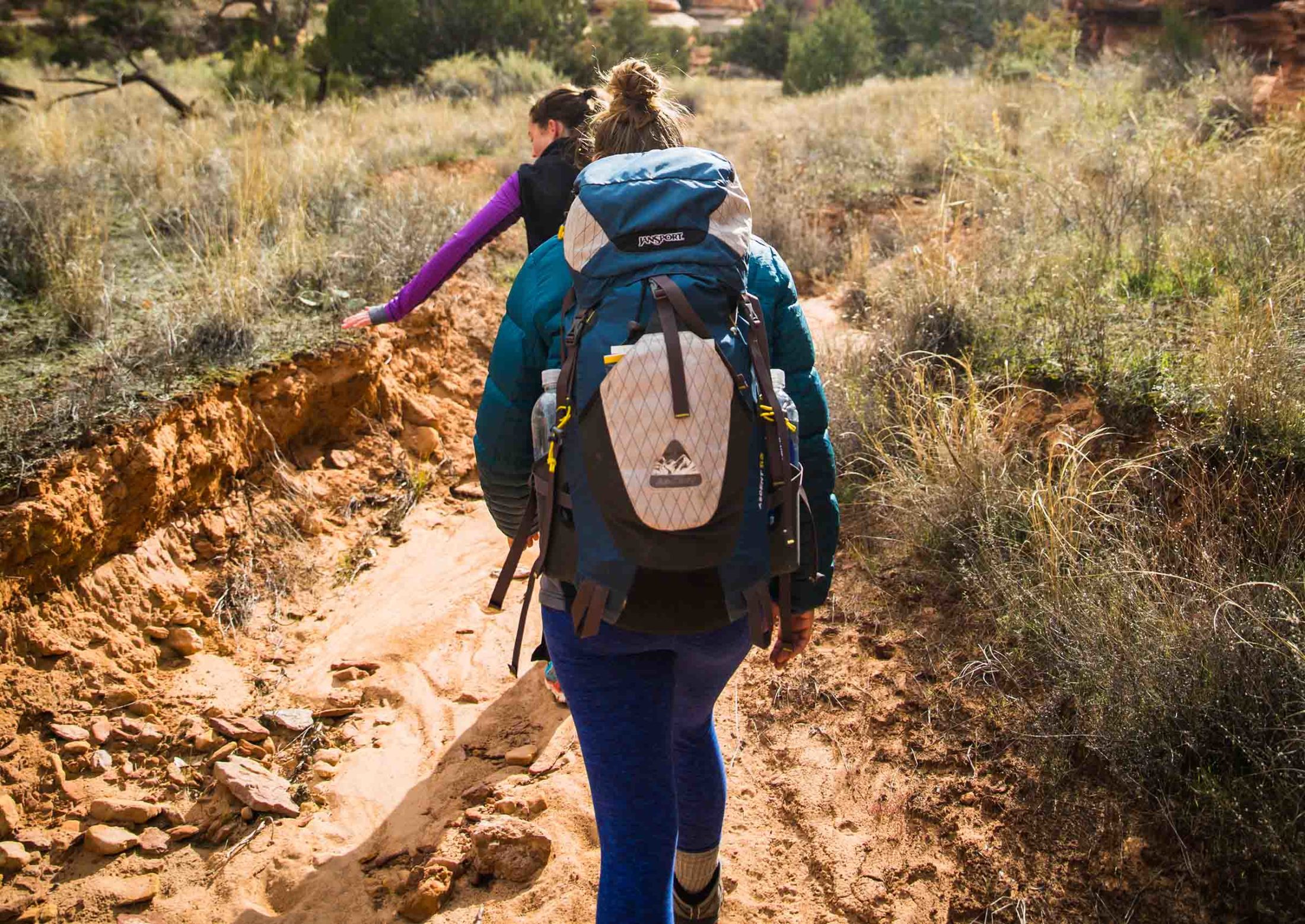 Two women backpacking